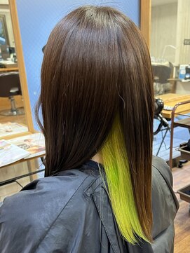 ラクール(la cour) インナーカラー×ライムグリーン