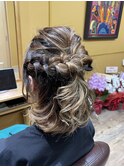 編み込みハーフアップ