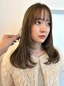 パーク 福岡天神西通り店(parc) 顔周りレイヤー くびれヘア シースルーバング 透明感ベージュ