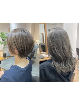 顔色を明るく魅せるグレイカラーで上品な艶髪にします◎白髪を隠すだけでなくお洒落を楽しむ大人女性へ＊