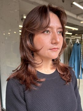 ノラ ヘアーサロン(NORA HAIR SALON) レイヤーカットブリーチなしチョコブラウンカラーセンターパート