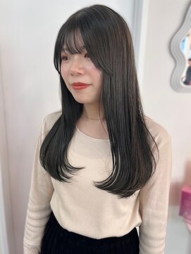 ユニバイリサ 天神大名店(uni by risa) ダークグレージュ 透明感カラー 艶髪 顔周りカット ストレート