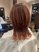 ラックスビー シュクラン 八戸ノ里駅前店(LUXBE SHUKRAN)&nbsp;ウルフカット×オレンジ