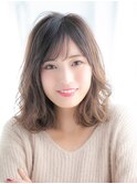 アッシュブラウンゆるふわミディアムミディ