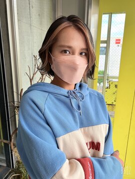 ガルボ ヘアー(garbo hair) フェイスフレーミング インナーカラー ボブ ベージュ