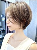 白髪ぼかしハイライト/くびれショートボブ/阪急豊中/豊中
