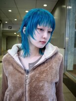 ギークス(GEEKS)&nbsp;【GEEKS渋谷】ターコイズブルー/ウルフ/ハッシュカット/前髪あり