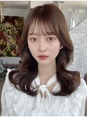 大人ガーリーな韓国風くびれミディアム チョコレートカラー