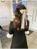 2次会ヘアセット×ハーフアップ
