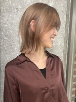 原宿ブリーチなしダブルカラーミルクティーベージュミディアム
