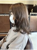 ゆる巻 セミロングレイヤー パールベージュ
