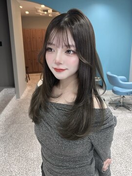 ボタン 熊本(VOTAN) 透ける暗髪/レイヤーカット/顔まわり/韓国ヘア/熊本美容室