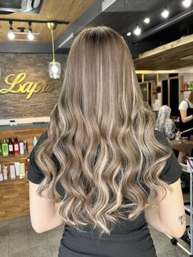 ラピス 横浜(Lapis) Hミルクティーベージュシールエクステハイライトブリーチカラー