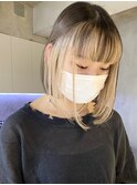 ミルクティーベージュダブルカラーインナーカラー韓国20代前髪