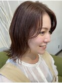 【韓国風ヘア】ピンクブラウンで柔らかカラー♪くびれミディ
