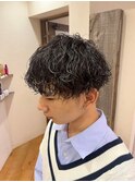 men's/無造作ショート/波巻きパーマ