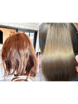 【白髪ぼかしカラー専門】髪全体のツヤ感、手触り◎いつまでも触っていたくなるストレートヘアへ導きます♪