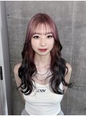 ホワイトピンクとグレーのルーツグラデーションカラー