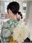 浴衣ヘアセット玉ねぎヘアアレンジボブアレンジ