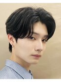 原宿ニュアンスパーマ大人ウルフメンズパーマオールバック30代