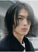原宿センターパートフェザーパーマメンズパーマニュアンスパー