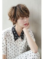 イグレックビス(igrek bis) IGREKBISジグザグバング×ブルージュ×3Dカラー×ミニマムボブ