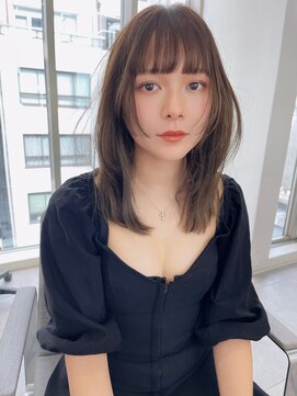 ノク 渋谷(nok) ひし形ミディアムレイヤー_黒髪小顔オリーブグレー