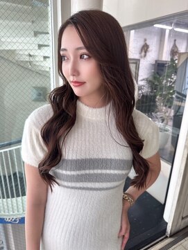 リア(riah) 韓国ロングレイヤー/艶髪チェリーブラウン/立体感/透明感カラー