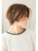 アシンメトリー大人ハイライトひし形ショートボブZ川口20代30代