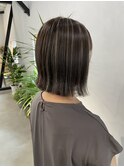コントラストハイライト/デザインカラー/切りっぱなしボブ