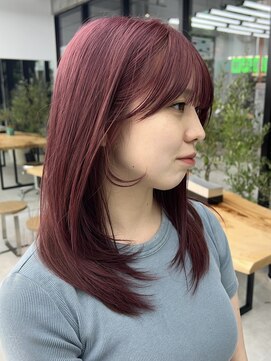 ビューブルー 亀戸錦糸町(VIEW BLUE) 美髪カールシアーカラーピンクブラウンエアリーロングセミディ