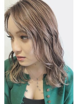 レセ 南柏店(Laissez) ミディアムレイヤー/甘辛MIX/ミルクティーベージュ/ルーズパーマ