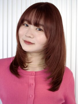 ガーデンヨコハマエスト(GARDEN YOKOHAMA est) レイヤー似合わせハッシュカットミディアムチェリーブラウン