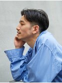 フェザーショートブルーブラックフェザーパーマ刈り上げショート