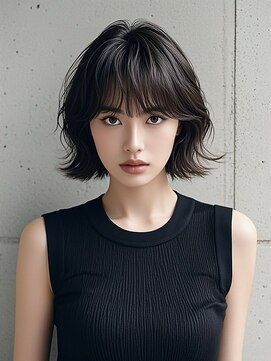 ショートボブシースルーマッシュウルフカットショートヘアボブ