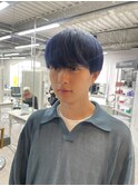 デニムカラー　メンズ　ツーブロ　マッシュ