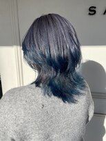 サラ ビューティー サイト 古賀店(SARA Beauty Sight)&nbsp;【ハイトーンウルフ】ダブルカラー/ブリーチ/ダークブルー