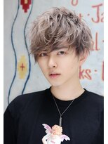 ネイビー(NAVY)&nbsp;アッシュ グレージュ ソフトツーブロック フェザーマッシュ