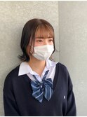 前髪カラーベージュ!切りっぱなしボブ!