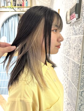 ロンド ストラーダ 心斎橋(Lond strada) 韓国前髪顔周りロング×インナーグレージュ[心斎橋/髪質改善]
