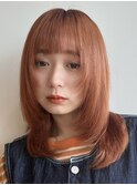 顔周りレイヤーカットグレージュカラーくびれボブベージュカラー