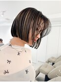 アンブレラカラーハイライトボブバレイヤージュホワイトブリーチ