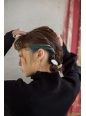 黒髪カタロググレーベージュレイヤーロングアッシュカラー