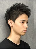 スパイキーショートザクザクショートアップバングツーブロック