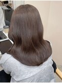 グレージュ/透明感カラー/ブリーチなし/くびれヘア/韓国ヘア/栄
