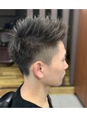 アップバングショート×スパイキーショート　<理容室>