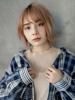 ギークス(GEEKS)&nbsp;【GEEKS渋谷】冬カラー/くびれボブ/オレンジベージュ/ハイトーン