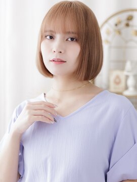 カバーヘアアンドスパ ブリス 浦和(COVER HAIR&SPA bliss) ピンクベージュブリーチなし切りっぱなしボブa浦和20代30代40代