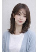 ミディアム20代30代ストレートレイヤー前髪なし前髪あり池袋
