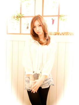 ミエルヘアービジュー(miel hair bijoux) 【miel hair bijoux】ピーチオレンジの愛されストレート☆